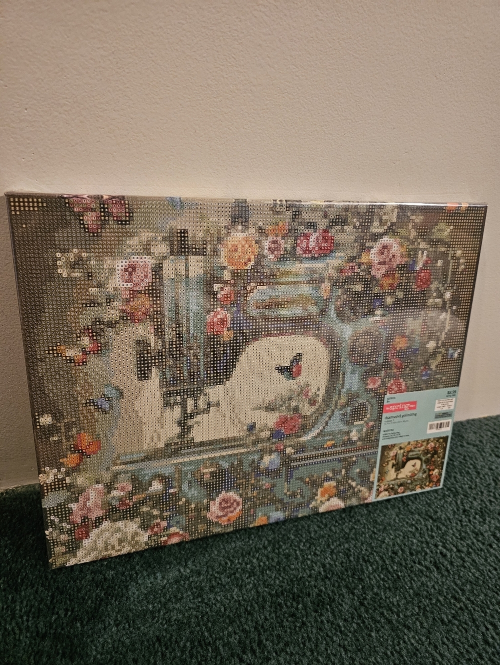 Hobby Lobby Diamond Art Kit with Floral Sewing Machine Design